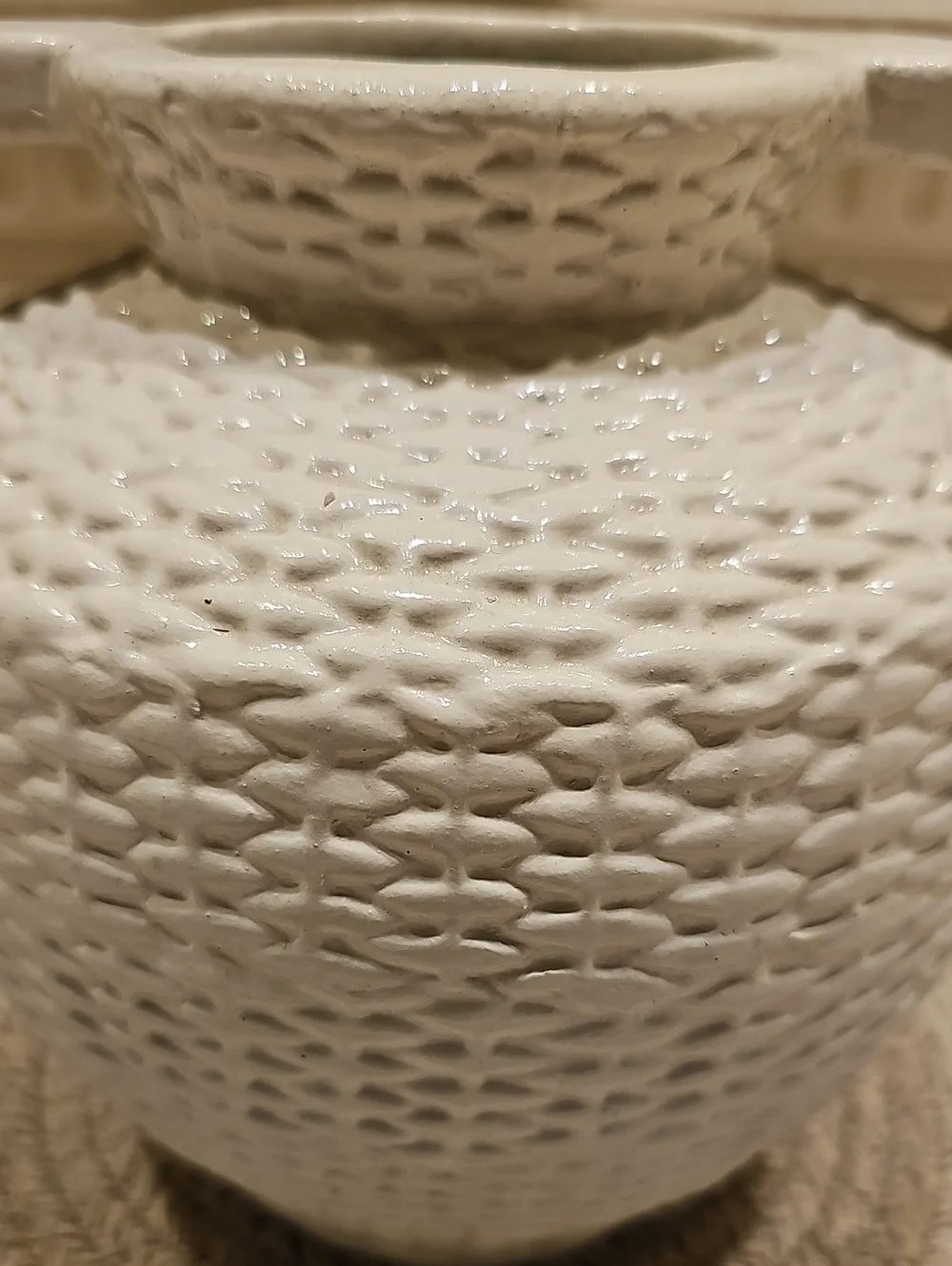 Small Woven Texture Ceramic Vase Cream -Threshold designed with Studio McGee